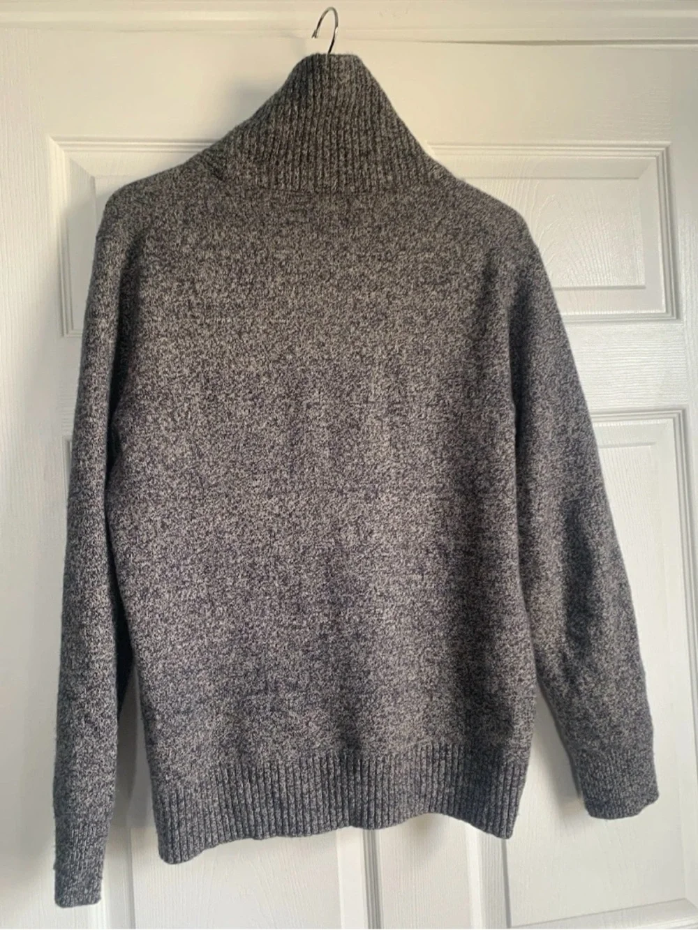 J.Crew Men's Rugged Merino Wool Pullover Sweater - Gray/Navy Fleck - Size Large